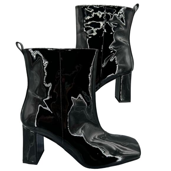 NEW Good American Women’s Square Toe Booties Black Size 10 - Picture 1 of 10